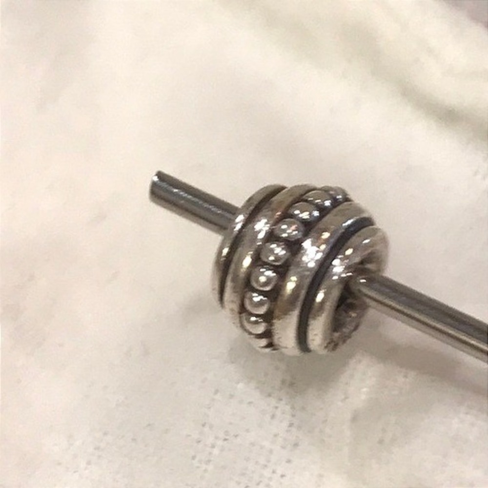 Pandora Charm Bead Triple Band Beaded Silver
